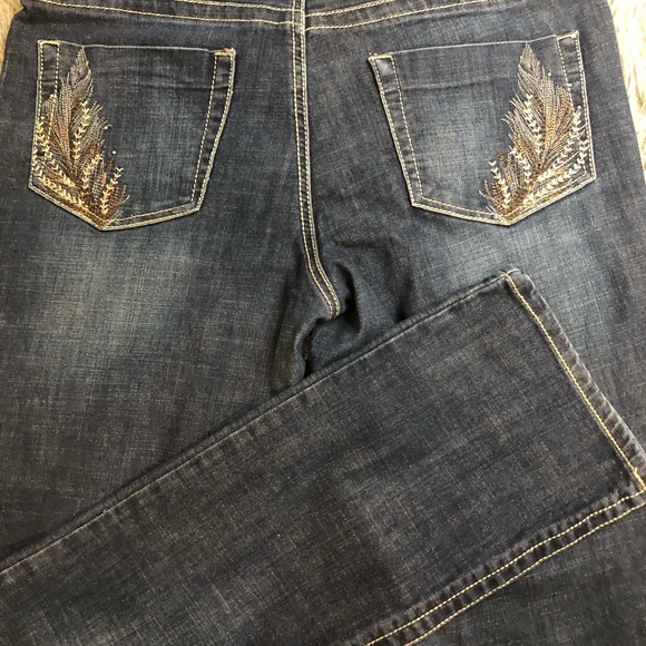 Lee Platinum Label Women’s Size 14 Embroidered Straight Leg Denim Jeans - Picture 8 of 10
